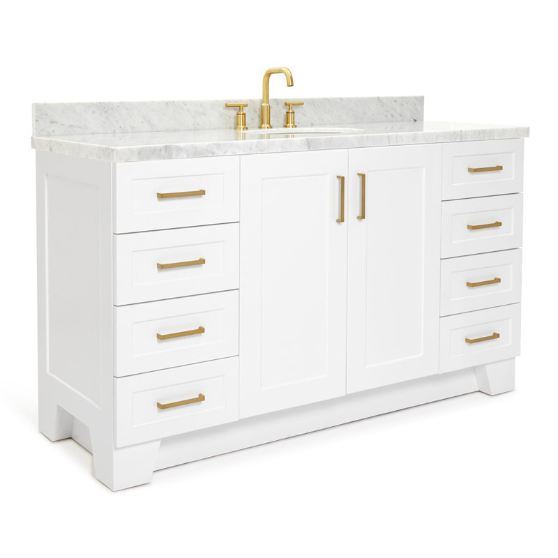 ARIEL TAYLOR 61 IN RECTANGLE SINK VANITY, Oval, White