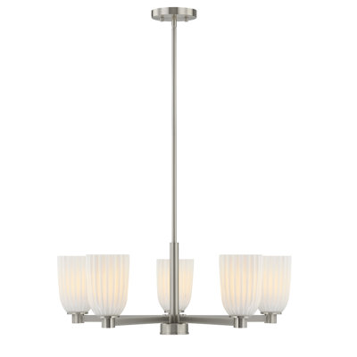 Lustre 5 lumières Aldegonde en nickel satiné