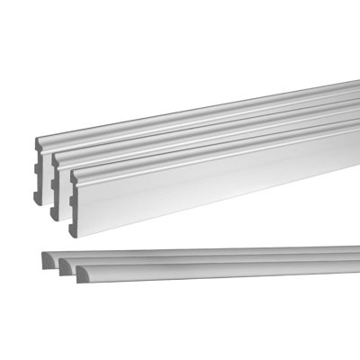 Complete Floor Moulding Kit, 3-1/8In High X 1/2In Proj Baseboard, 3/4In H X 3/4In Proj Quarter Round, Both 8Ft Long