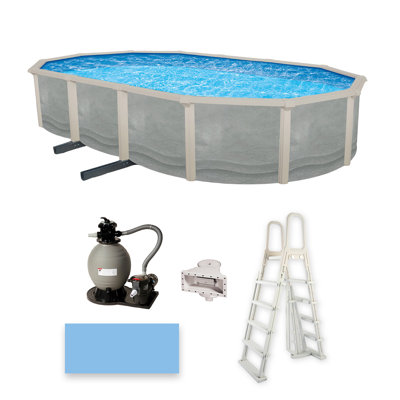 Ensemble de piscine murale ovale en acier Trinity 52 po de profondeur avec rail supérieur de 7 po