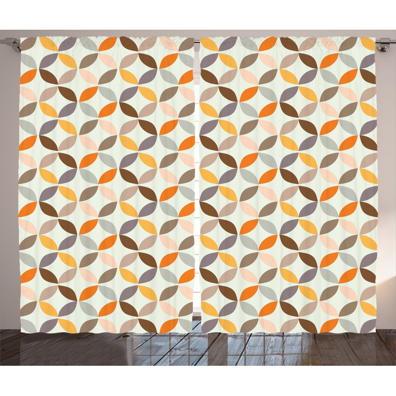 Fayston Spherical Opposite Angled Cyclic Decor Semi-Sheer Rod Pocket Curtain Panels, 54" W x 84" L