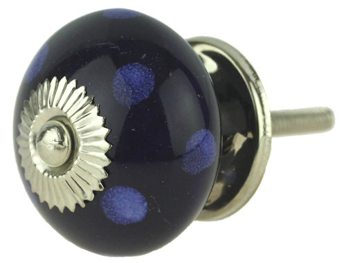 (Paquet de 5) Bouton de 1-1 / 2 po à pois, Bleu marine