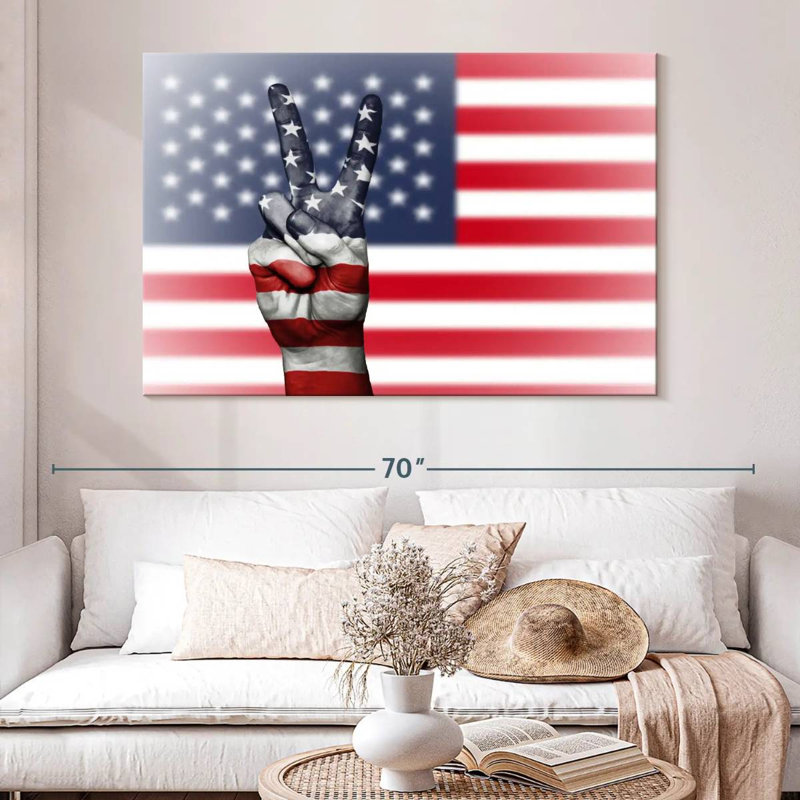 Borges American Flag Peace, 34" H x 51" W