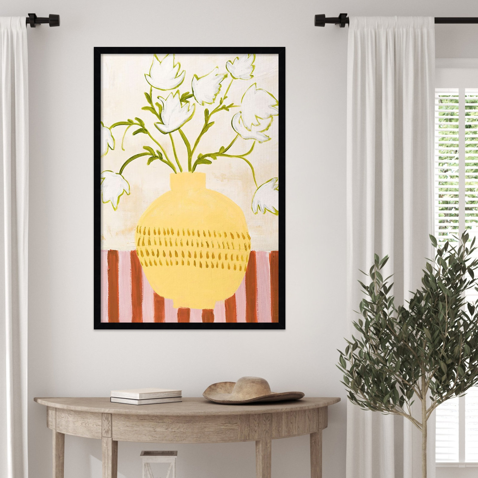 Yellow Vase Print by Design Fabrikken, 33" H x 23" W, Black