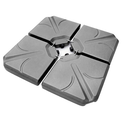 4 Pieces Patio Umbrella Base, Outdoor Cantilever Offset Umbrella Weights w/U-Locking, 123 lb. Capacity Water or 158 lb. Capacity Sand, Black