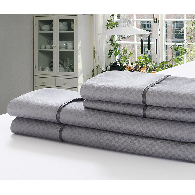 Ensemble de literie en microfibre , Ensemble de draps pour lit simple avec drap-housse, Gris