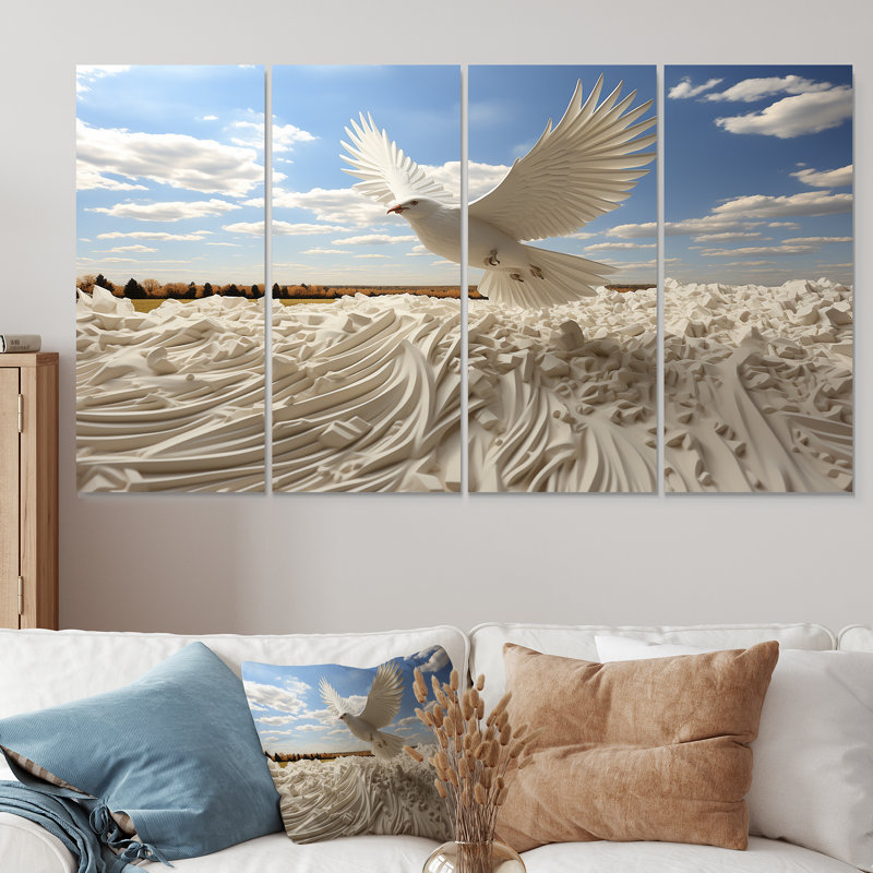 Take Off White Dove Harmony - Dove, art mural 4 pièces, H 28 po x l 48 po