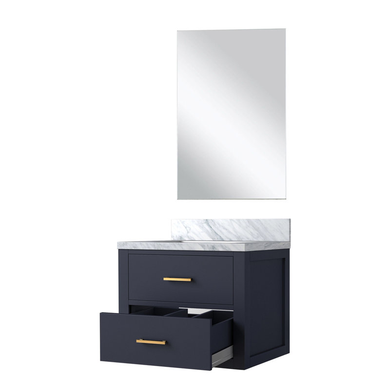 Meuble-lavabo bleu avec plateau en acrylique - 24 po L 18 po x P 18 po, Bleu