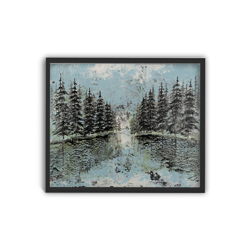 Nature Inspired "Evergreen Reflection" Canvas Wall Art By Karen Biery, 12" H x 16" W, Black Floater Framed Canvas