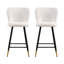 Tabouret de bar de 25,79 po de style moderne avec sièges blancs, pieds en métal noir et extrémités dorées, convenant à divers styles de décoration-1085058363