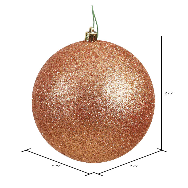 Ornement boule des Fêtes, Or rose, H 2,75 po x l 2,75 po x P 2,75 po