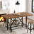 Dining Table For 6 People, Industrial Kitchen Table With Metal Footrest, Counter Height Dinner Table Rectangular Bar Table For Small Space, Apartment-1306693140