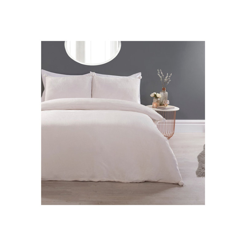 Susie Polyester Solid Colour Duvet Cover Set with Pillowcases Included, Double - 2 Standard Pillowcases, Cream