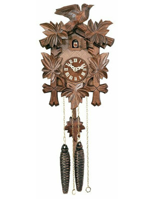  Horloge coucou en bois 9 "avec pendule et dispositif d'arrêt nocturne