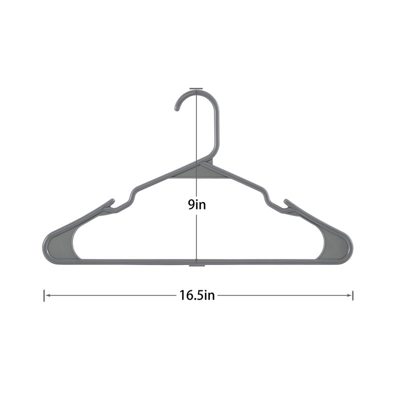 Cintre standard 50 pièces en plastique gris antidérapant, Gris