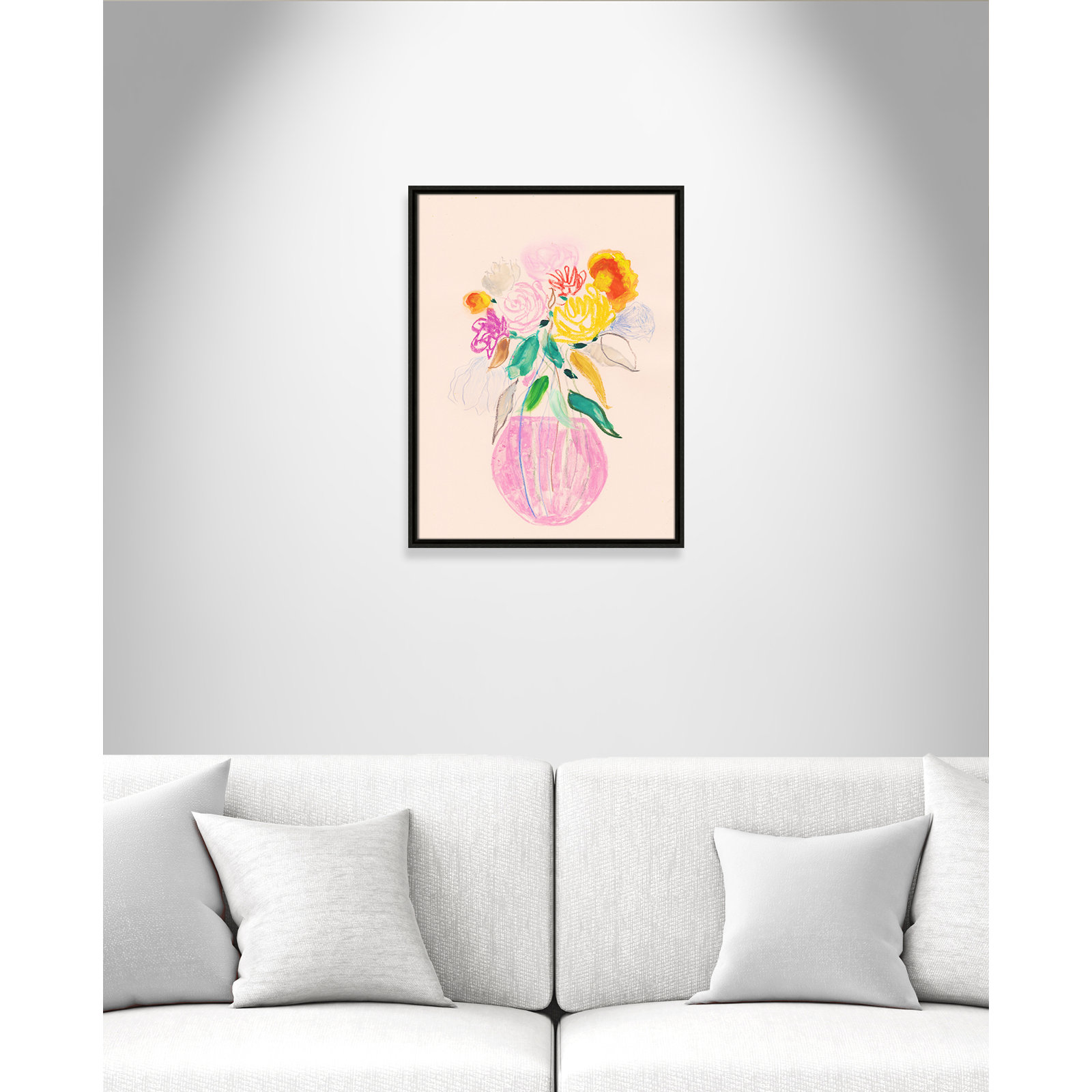 Simple Floral Collection "Simple Floral I" Print by Bea Dina, Espresso Floater Framed Canvas, No Mat