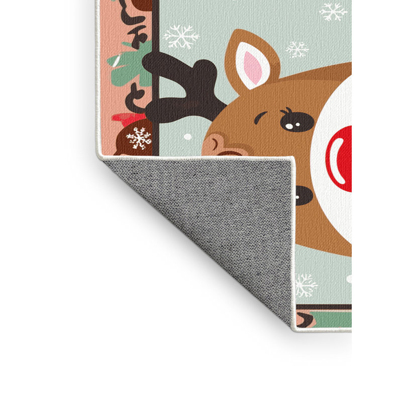 Tapis de vacances d'hiver de Noël lavable The Holiday Aisle®, Rectangle 7 pi x 9 pi