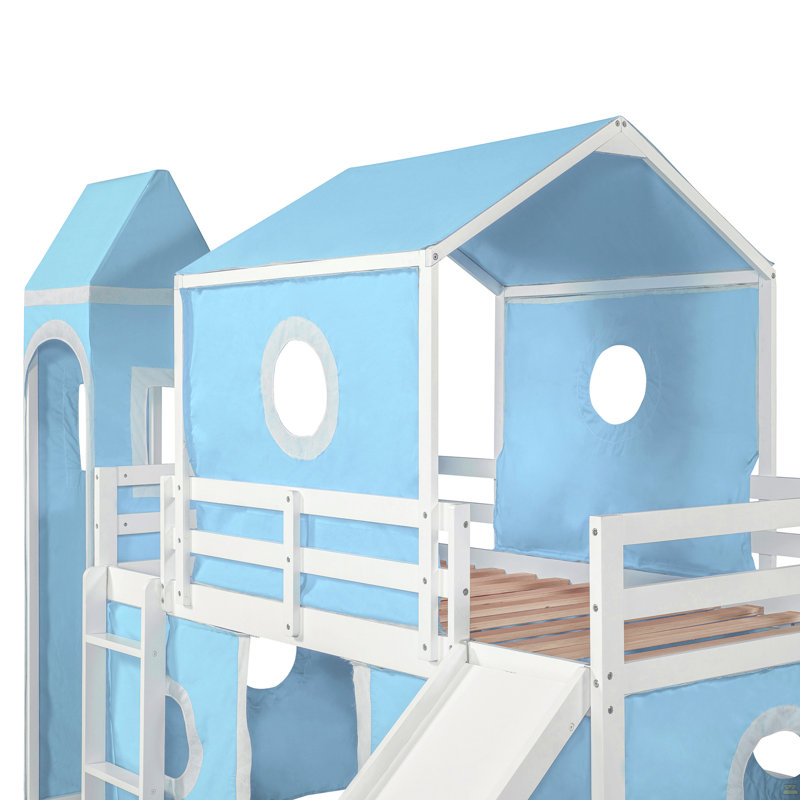 Lit mezzanine simple avec tente et tour rose Slide