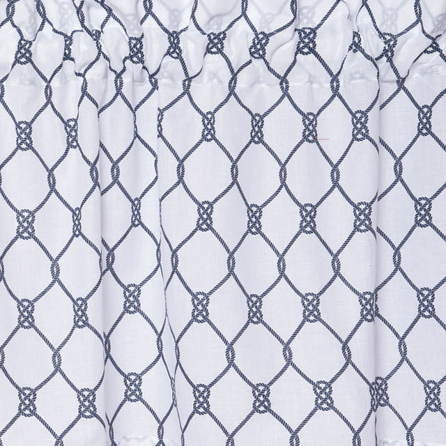 Nautical Navy and White Cotton Rod Pocket Valance