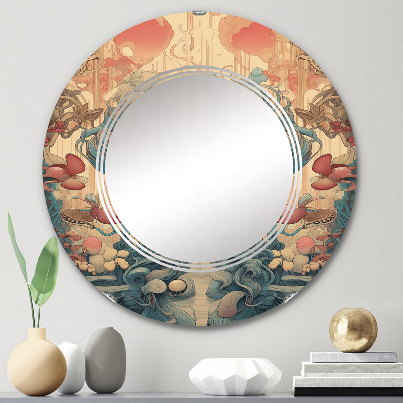 Organza - Miroir mural moderne rond, 24 po x 24 po