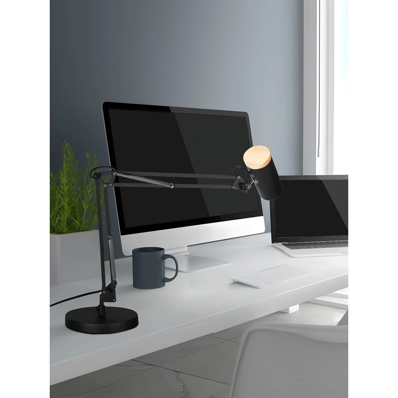 Adjustable Black Clip-On Lamp with Shelf, 40W