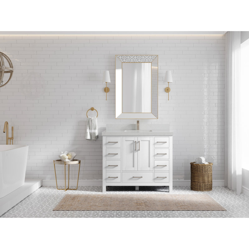 Ensemble de meuble-lavabo simple 42 po Malibu, Quartz de Carrare
