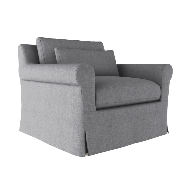 Transitional Chair, 34" H x 40" W x 42" D, Plush Velvet Pumice, Natural