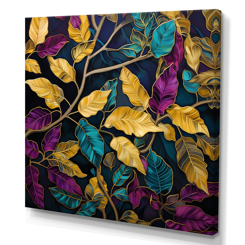 Feuilles colorées avec charme feuillage, Toile tendue, H 24 po x l 24 po x P 1 po