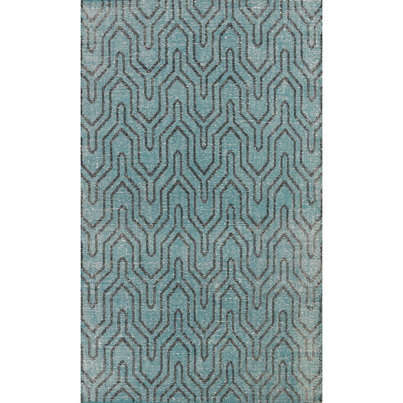 Tapis vert en laine noué à la main de conception unique 5 pi 8 po x 8 pi 9 po