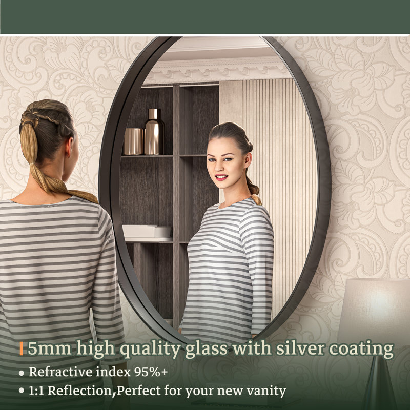 Miroir de salle de bain Emmarose, 30 po x 22 po, Noir