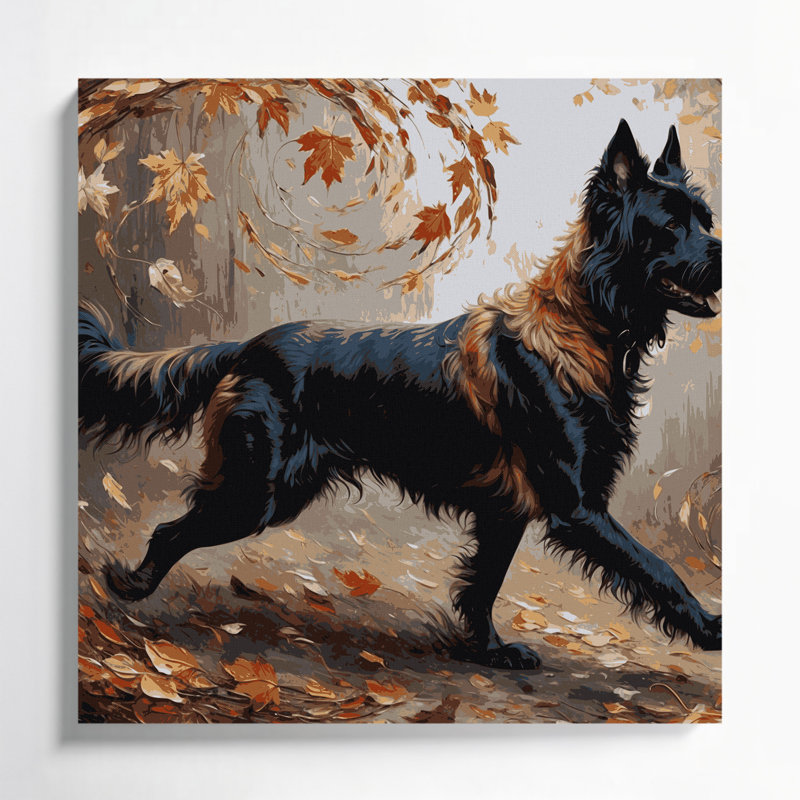 «Dogs Beauceron», art mural sur toile brune, H 16 po x l 16 po