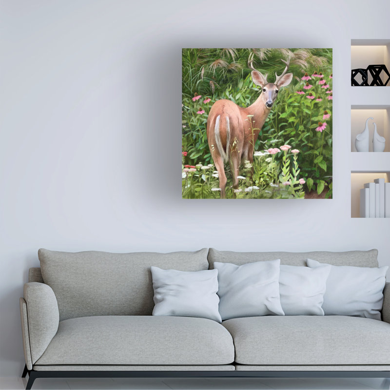 Bolog Art And A Little Magic Buck In The Garden Canvas Art, 14" H x 14" W