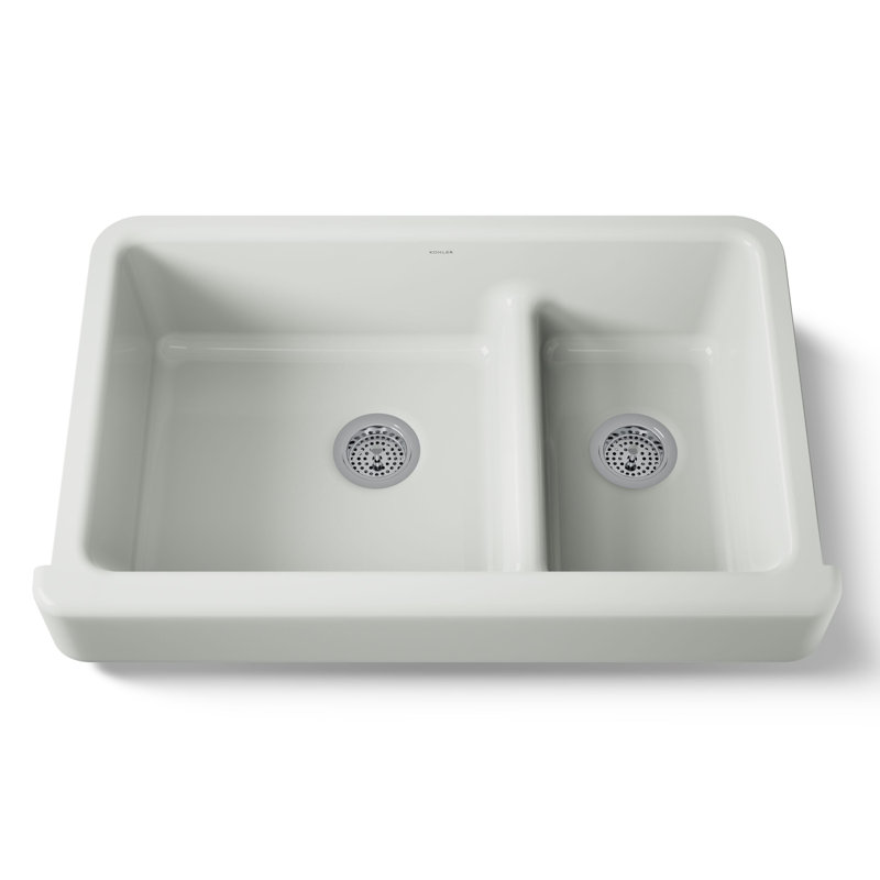 Whitehaven® 36" L x 22" W Double Basin Farmhouse/Apron Kitchen Sink, Sea Salt