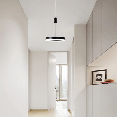 Kamiryn 1 - Light 7.87''L/Black/hanging Wire Retractable(dimmable) LED Single Pendant