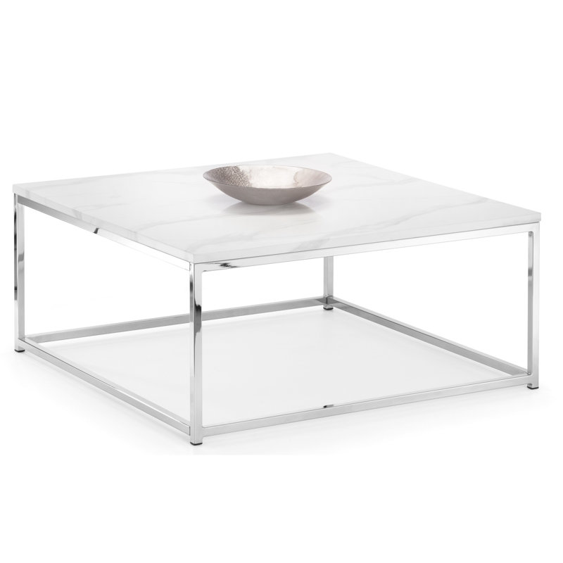Rumi Frame Coffee Table, White, Chrome