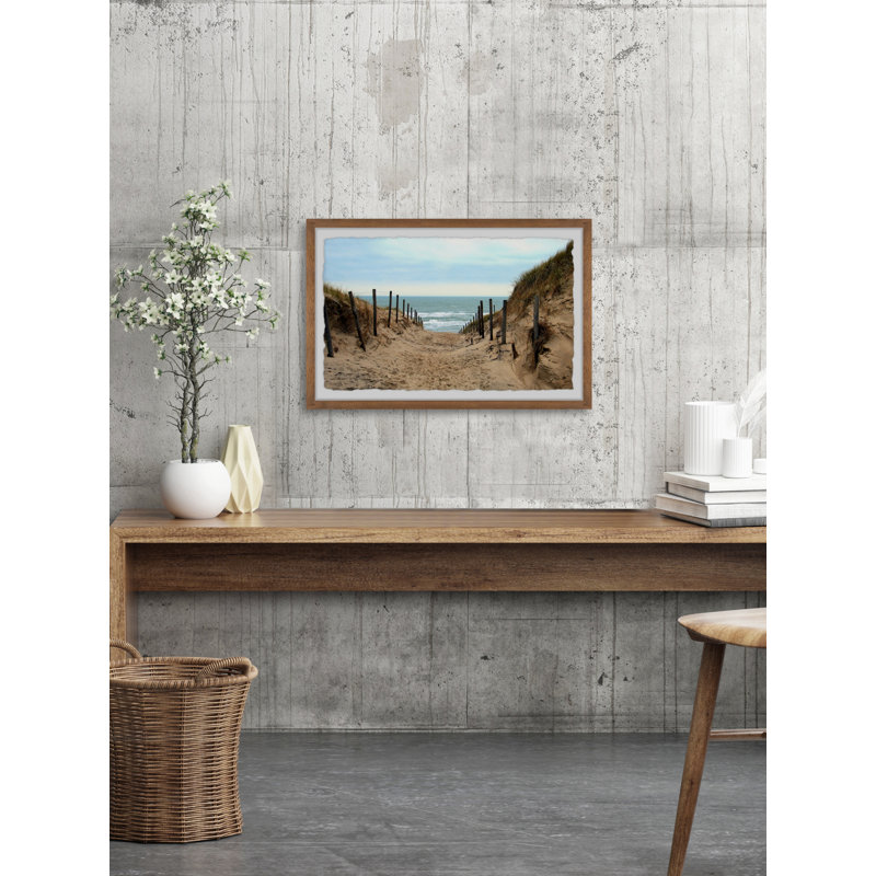 A Shade of Blue and Brown 1 Piece Single Picture Frame Painting, 61cm H x 91cm W x 3.81cm D