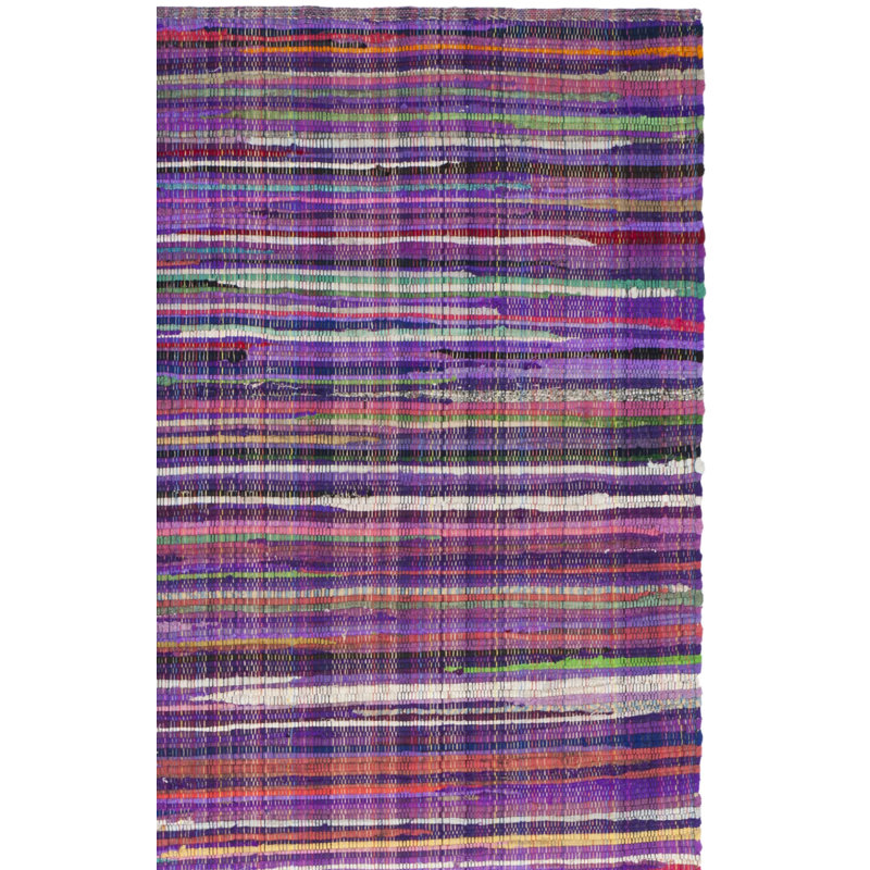 Fales Rag Rug Hand Woven Cotton Striped Rug, Rectangle 8' x 10'
