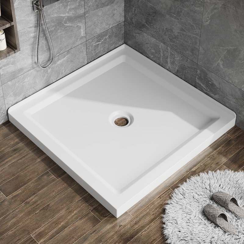 Base de douche antidérapante 36 "x 36" avec drain central et double seuil