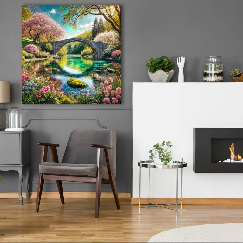  «Round Bridge - Magical Place» par Rey Klimt, art mural en verre acrylique, H 36 po x l 36 po