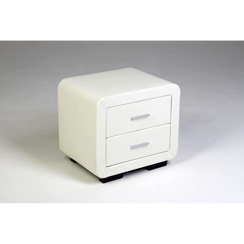 Fiep 52 cm W Iron Bedside Table, White