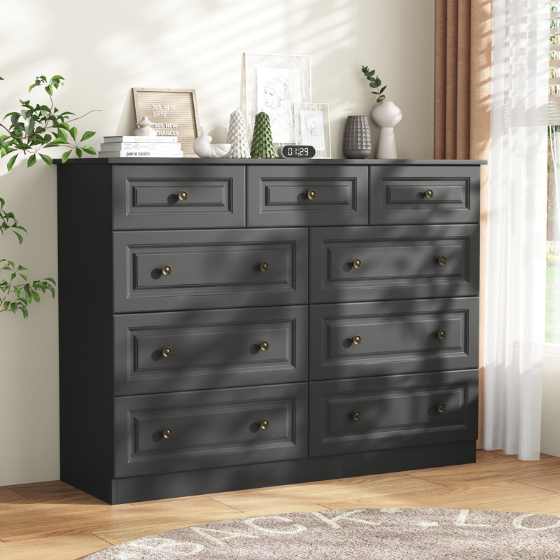 Commode double 9 tiroirs Albion, Noir