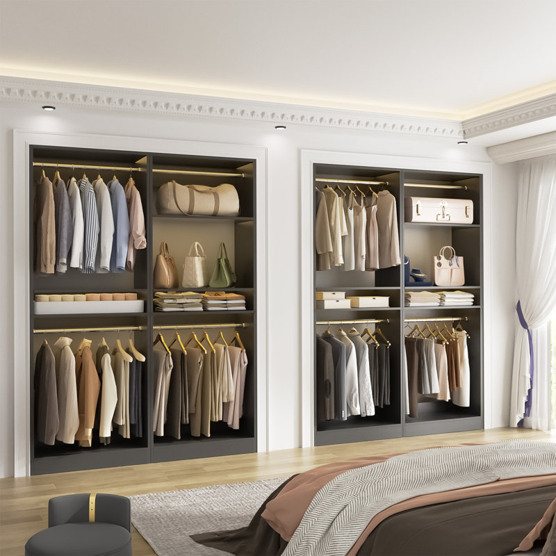 Closet System With 2 Hanging Rods, Black