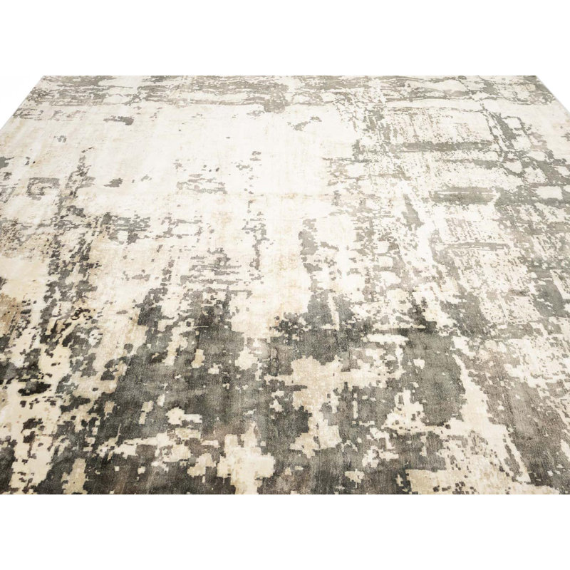 Tapis crème moderne à motif abstrait tissé à la main 9 x 9