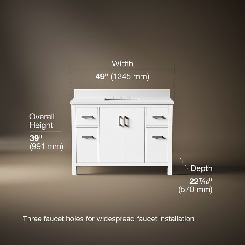 Kresla 48 In. Bathroom Vanity Cabinet With Sink And Quartz Top, White