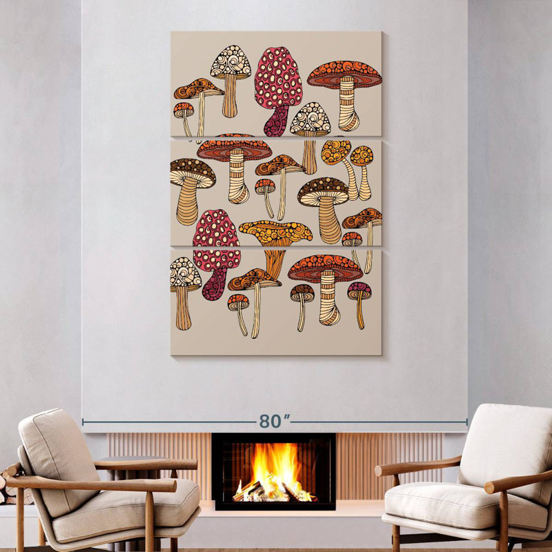 Yarlin Doodles Mushrooms, 74" H x 48" W