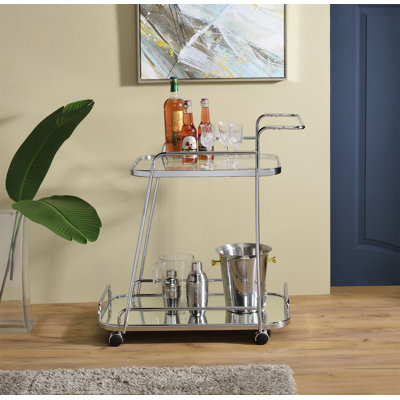 Anguiano 2-Shelf Bar Cart in Clear and Chrome by Willa Arlo Interiors