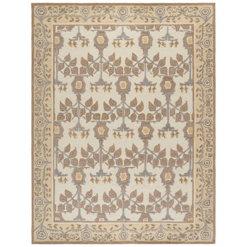 Earthly Treasures Hand Tufted Wool;Cotton;Viscose Floral Indoor Rug, Rectangle 8' x 10'