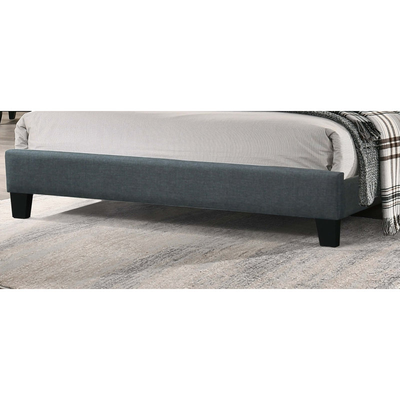Base de lit plateforme moderne avec tête de lit capitonnée en polyfibre moderne 1pc, Gris anthracite, Lit double