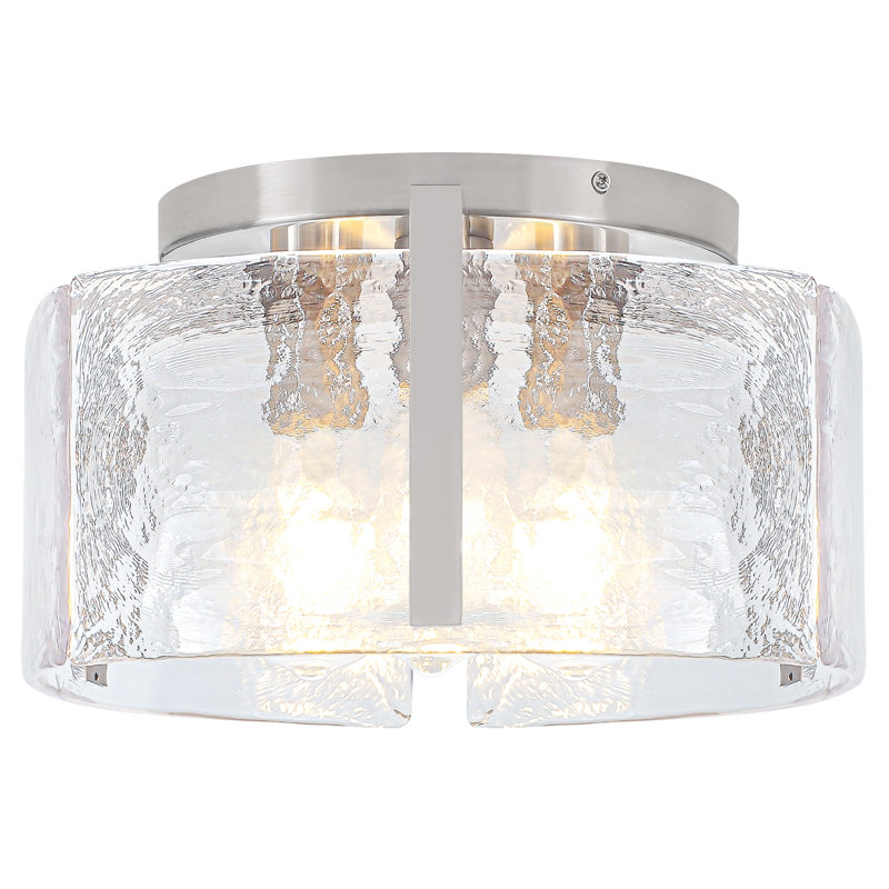 Bora 3 - Light Glass Flush Mount Ceiling Light for Kitchen Bedroom Entryway Hallway, Nickel, 6.49" H x 14.96" W x 14.96" 