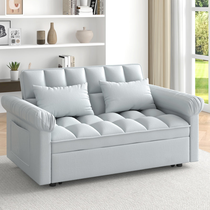 Pièce de repos coulissante grise. Dossier réglable pour plus de confort. Flanelle habillée, lit en bois stable à usage quotidien. Sans précédent